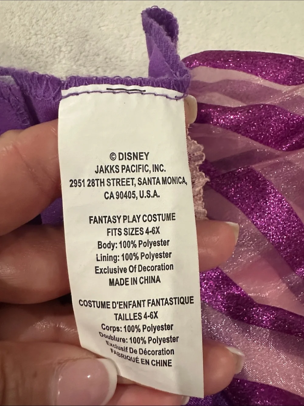 Disney Purple and Pink Rapunzel-Style Princess Costume with Wand and Shoes